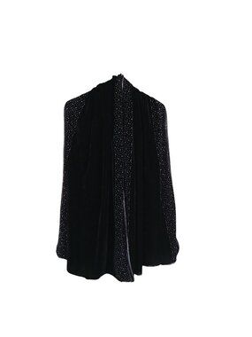 Black Velvet Scarf With Rhinestone Detailing - Elegant Evening Wrap Womens